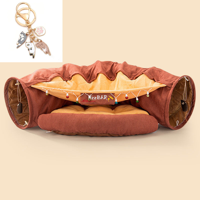 Cat Tunnel Bed with Cushion Mat