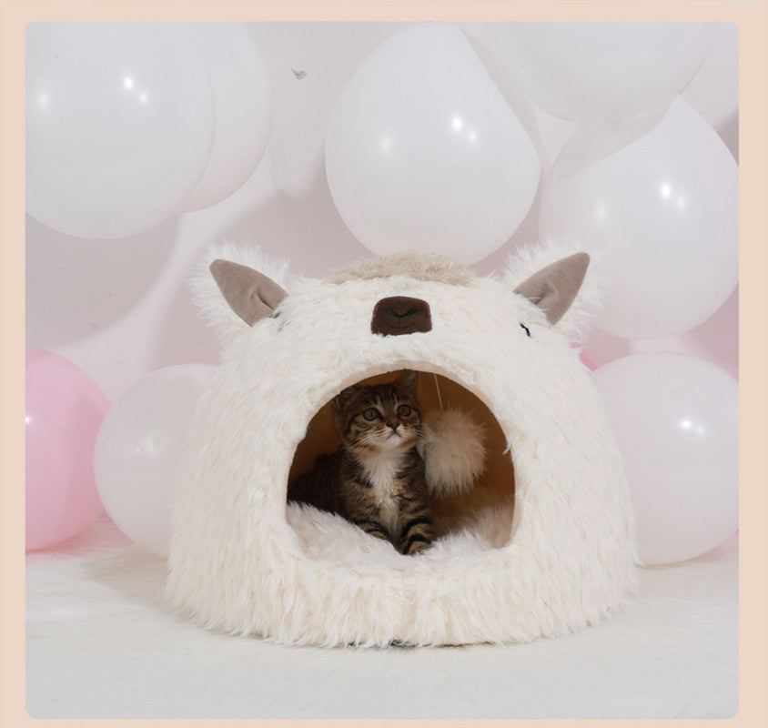 Alpaca Pet Bed | Warm Plush Cat Dog Bed