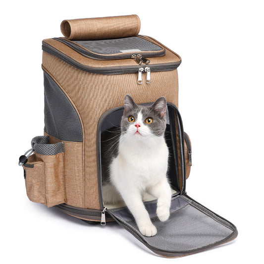 Pet Backpack Traveling Cat Backpack With Universal Wheel Trolley Pet Bag