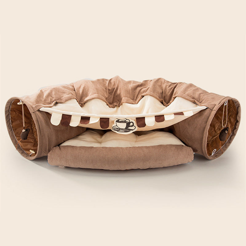 Cat Tunnel Bed with Cushion Mat