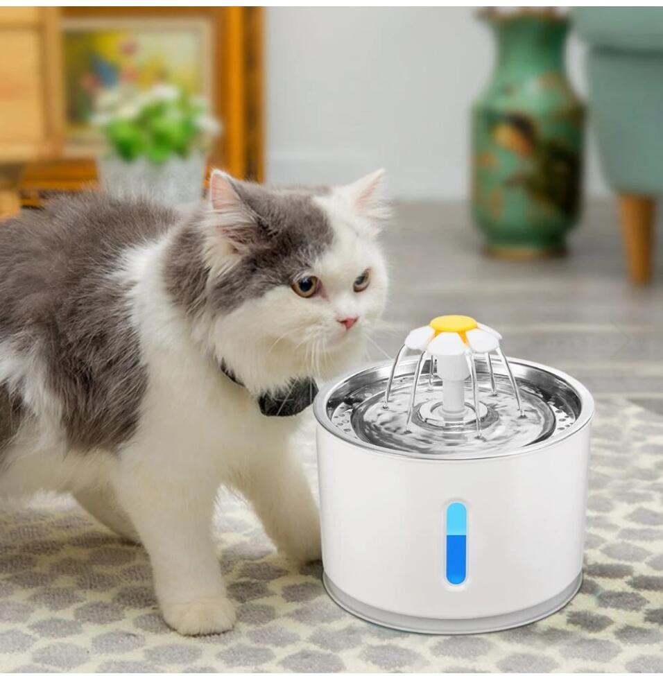 Automatic Pet Cat Water Fountain With LED Lighting