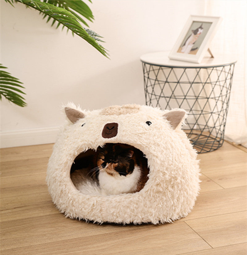 Alpaca Pet Bed | Warm Plush Cat Dog Bed