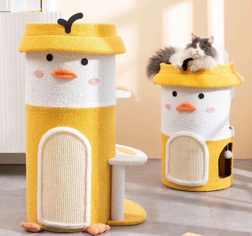 Duck Cat Tree Bed | Yellow Duck Multi-Functional Cat Tree | Cat Tree Bed 