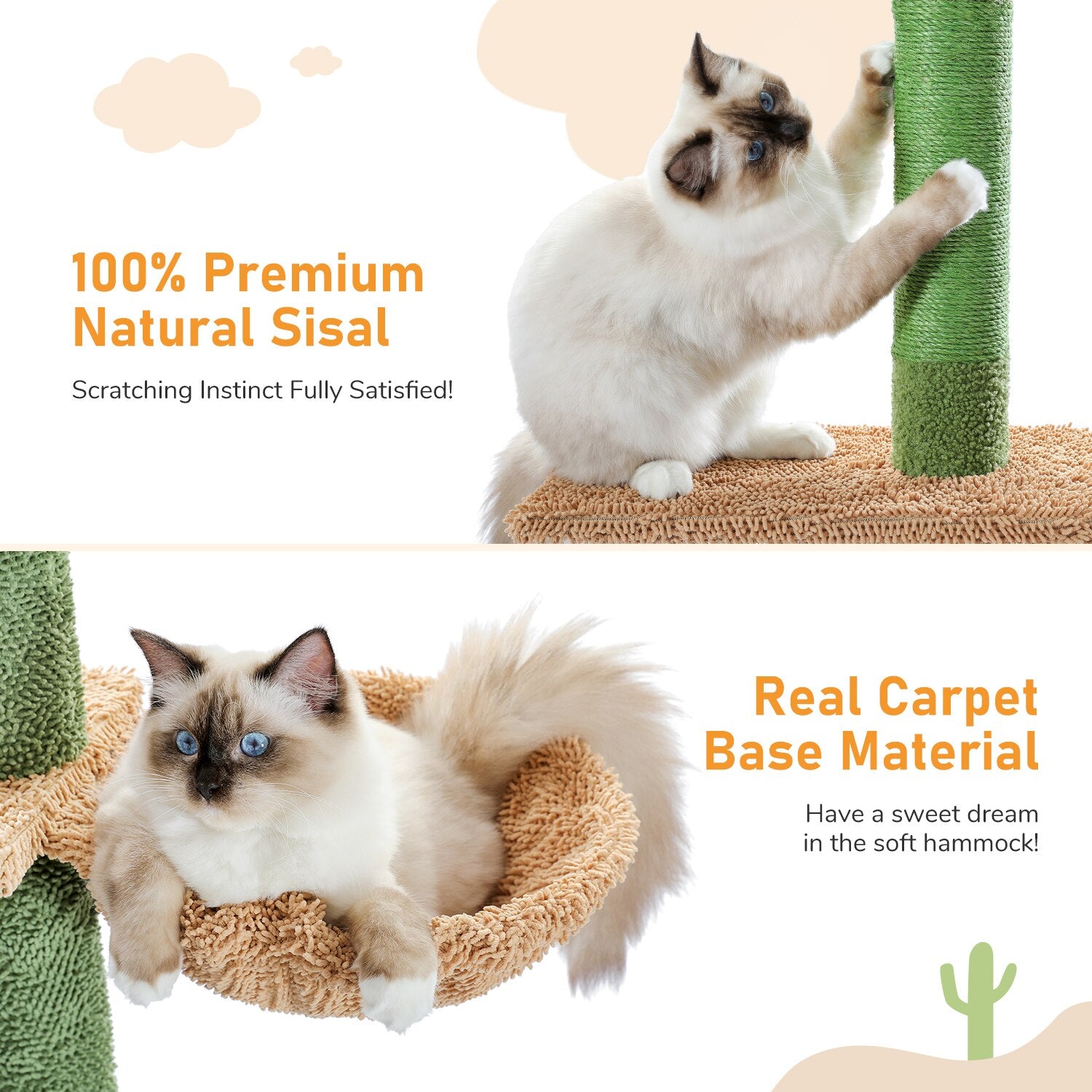 5 Layers Cactus Cat Tree | 5-Tier Floor to Ceiling Cat Tree