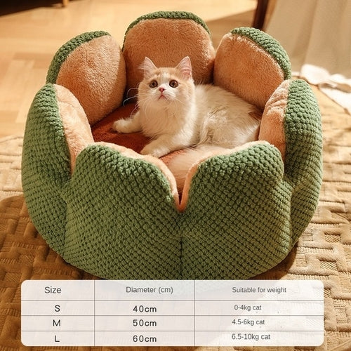 Cat Bed | Petal shaped Dog Beds | Kennel Winter Warm Kitten House Soft