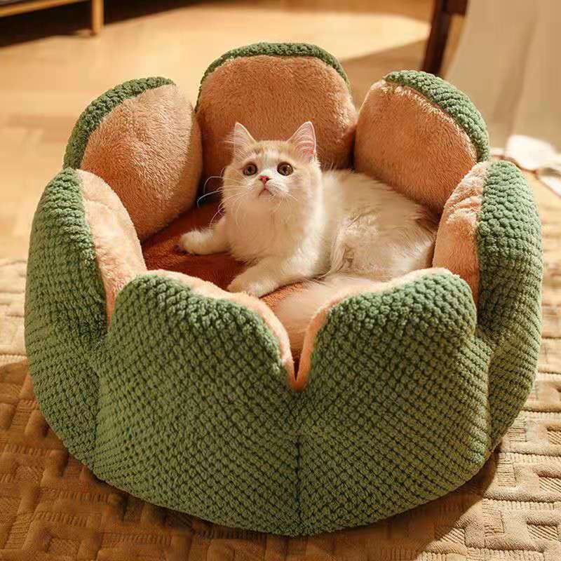 Cat Bed | Petal shaped Dog Beds | Kennel Winter Warm Kitten House Soft