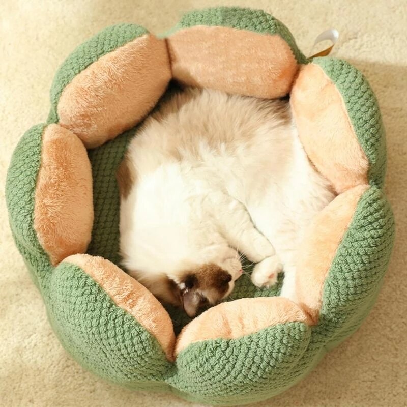 Cat Bed | Petal shaped Dog Beds | Kennel Winter Warm Kitten House Soft