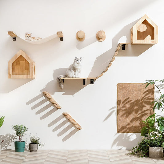 Cat Climbing Shelf Wall Mounted Furniture | Floating Cat Wood Climb Furniture Tree