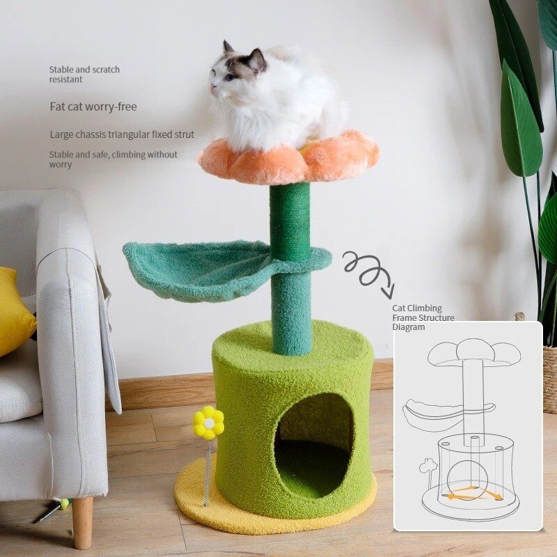 Soft Flower Cat Tree | Cat Tree for Indoor Cats | Flower-Styled Cat Tree