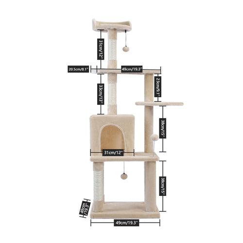 5 Layers White Cat Tree Furniture | 5 Layers Cat Climbing Frame