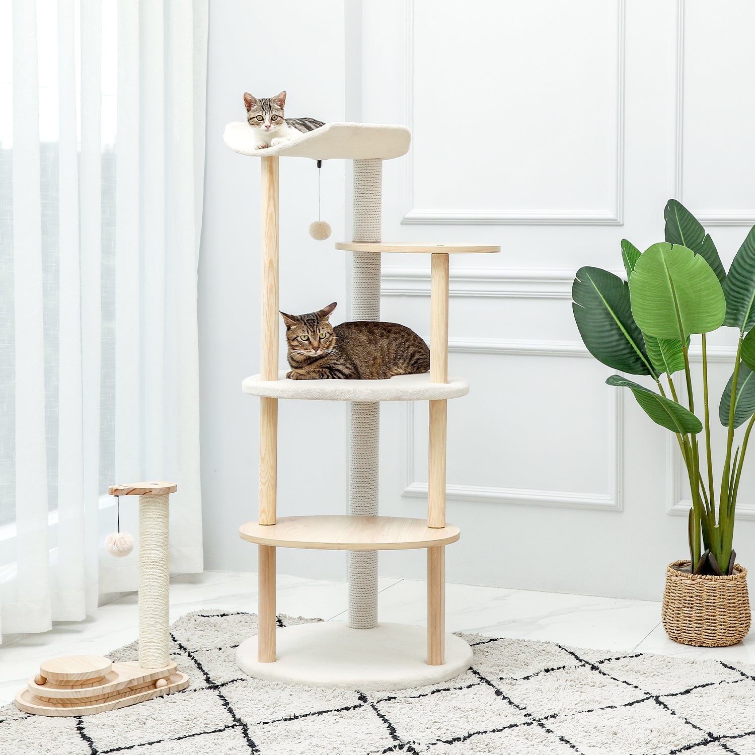 5 Layers White Cat Tree Furniture | 5 Layers Cat Climbing Frame