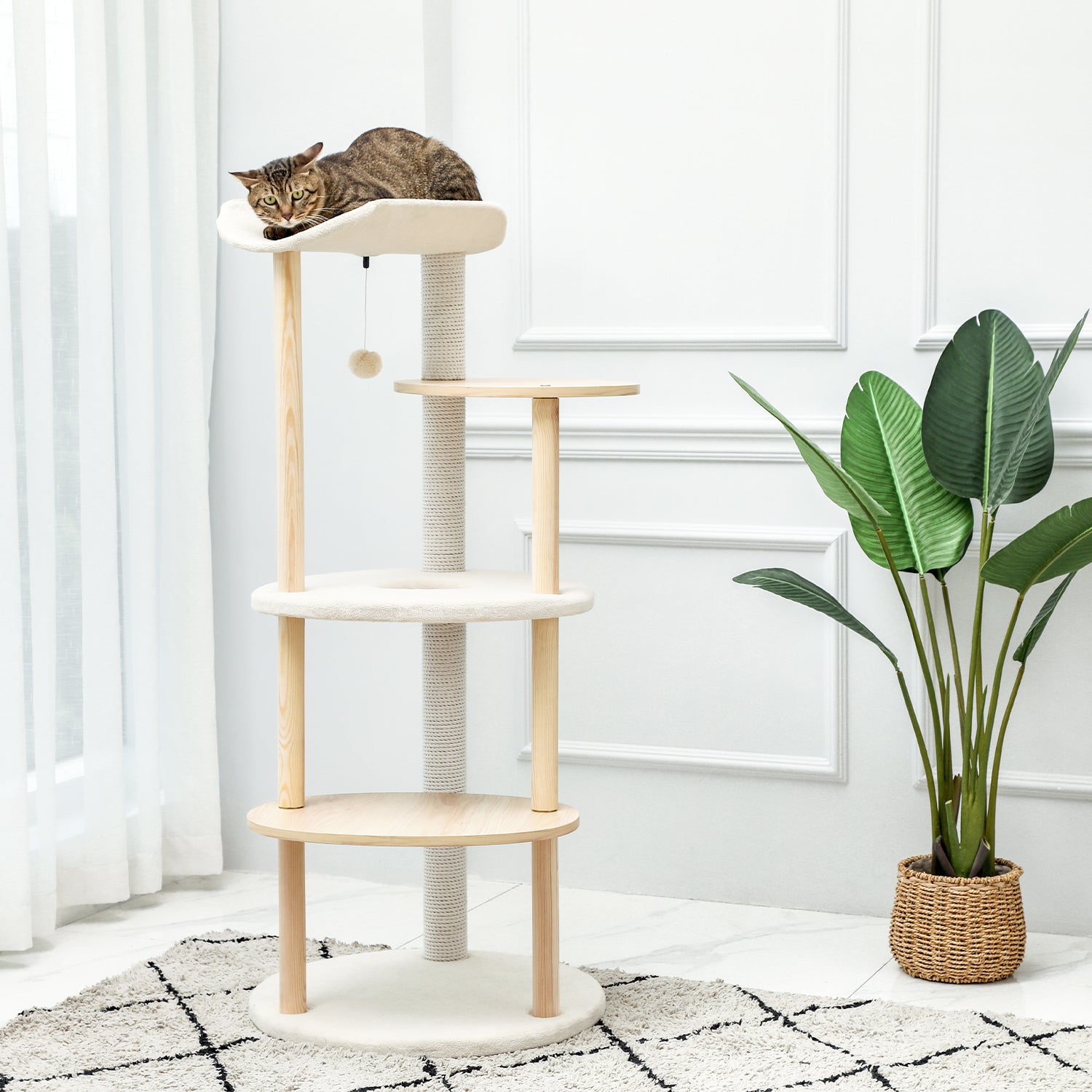 5 Layers White Cat Tree Furniture | 5 Layers Cat Climbing Frame