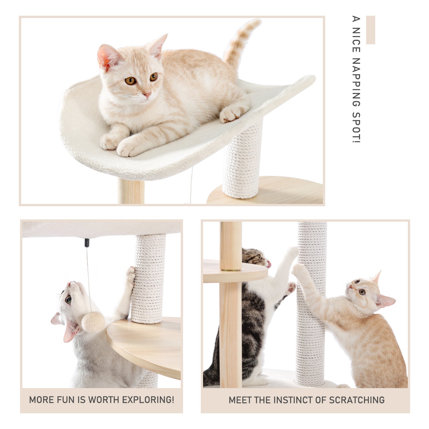 5 Layers White Cat Tree Furniture | 5 Layers Cat Climbing Frame