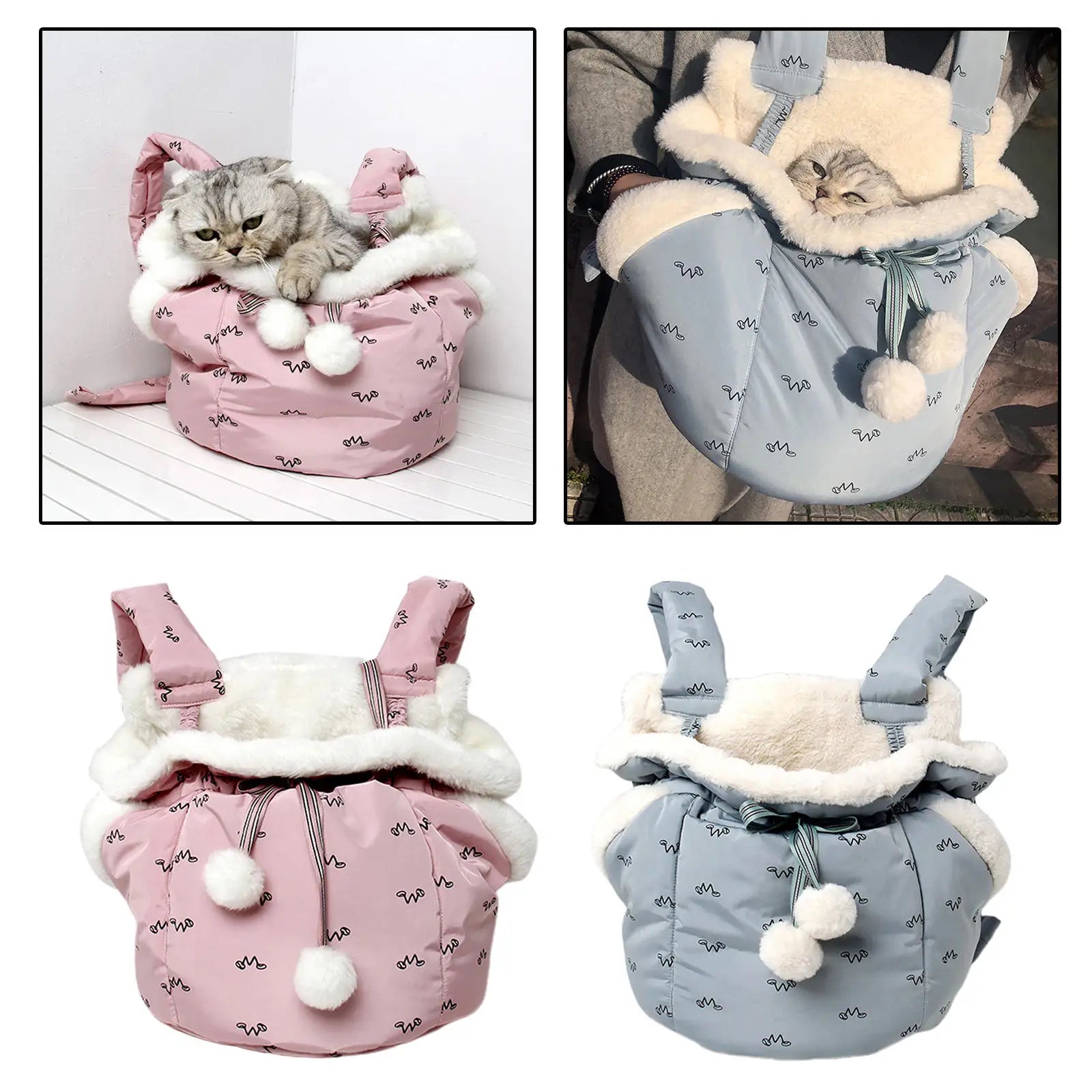 Fluffy Pet Carrier Bag | Warm Pet Carrier Bag | Pet Cute Carrier Bag 