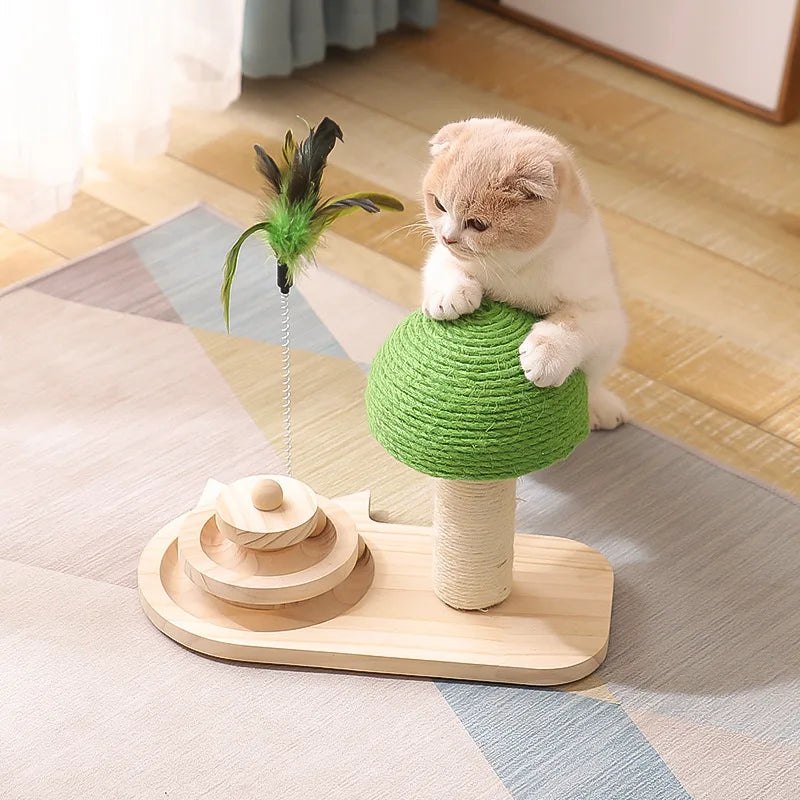 Wooden Scratching Post Cat Toys | Cat Scratcher Mat | Wooden Cat Toys