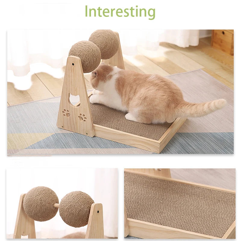 Wooden Scratching Post Cat Toys | Cat Scratcher Mat | Wooden Cat Toys