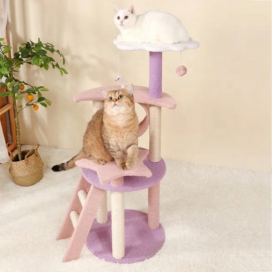 Pink Star Cat Tree | Multi-level Cat Tree | Cat Climbing Frame