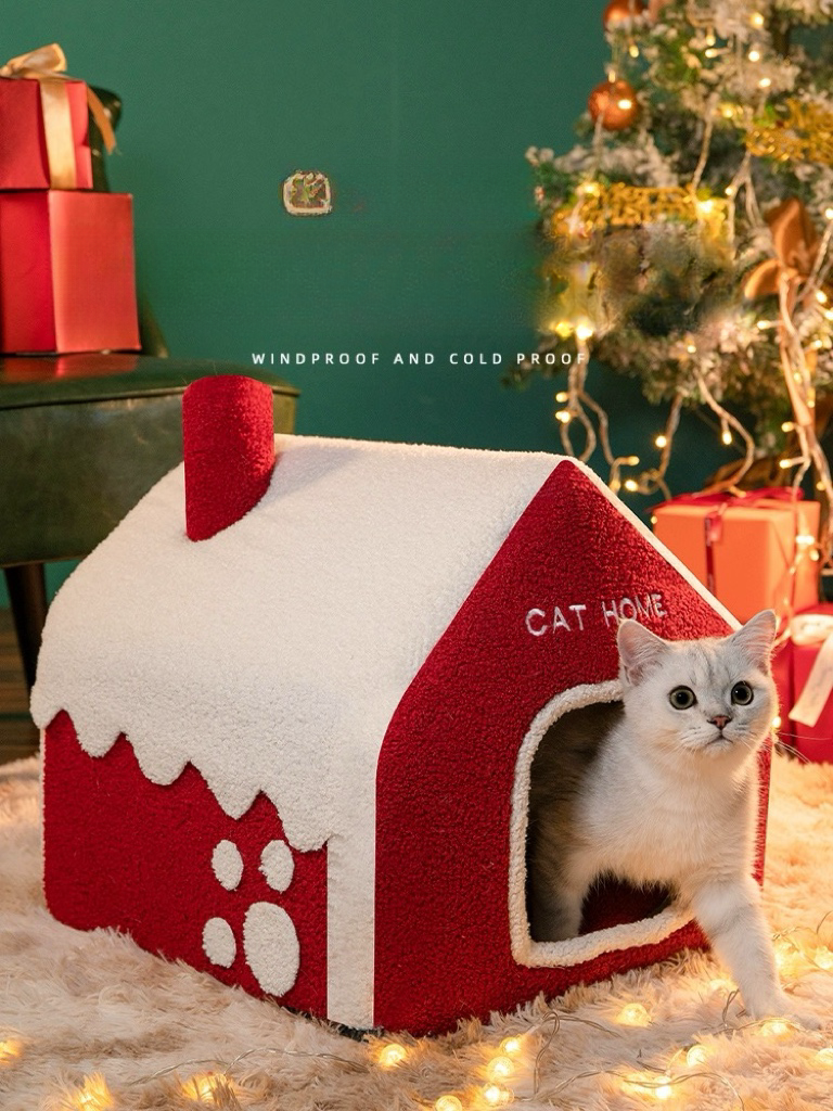 Snowy Shape Cat House