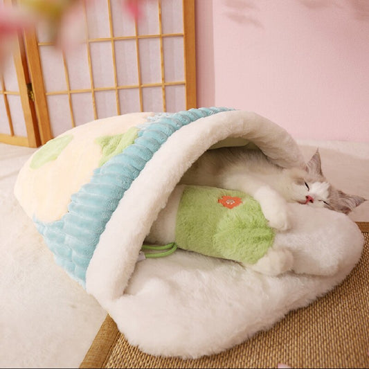 Japanese Sakura Cat Bed | Cat Sleeping Bed | Deep Sleep Winter Dog House