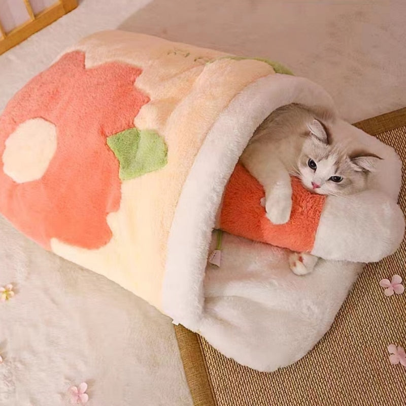 Japanese Sakura Cat Bed | Cat Sleeping Bed | Deep Sleep Winter Dog House