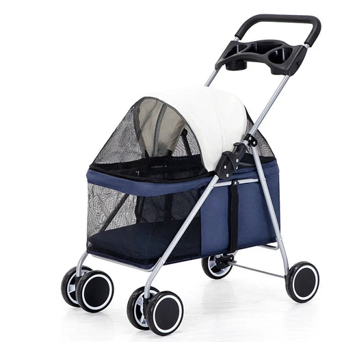 Big Capacity Pet Trolley | 4 Wheel Double pet Stroller for Dogs and Cats