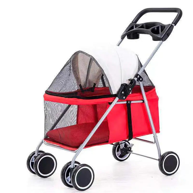 Big Capacity Pet Trolley | 4 Wheel Double pet Stroller for Dogs and Cats