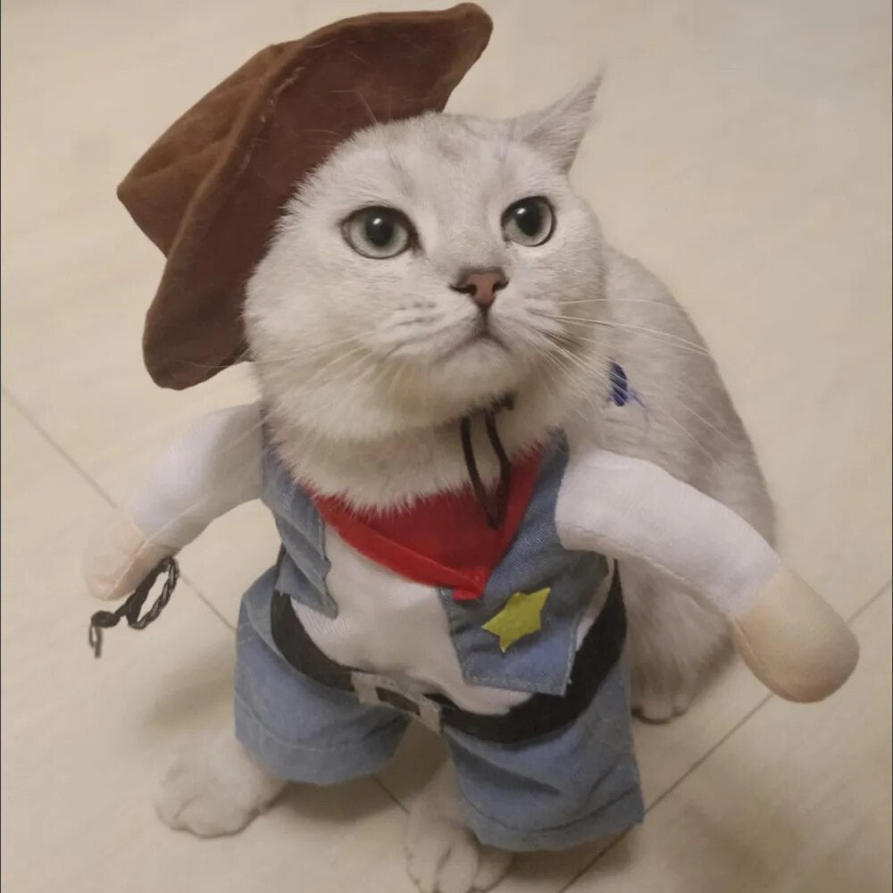 Pet Cat Funny Clothes Cowboy Halloween Cosplay Costume for Small Dog - BaconPaw