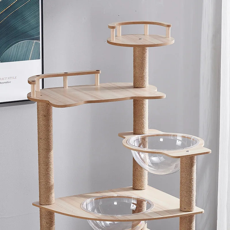 6 Layers Wooden Cat Tree | Cat Climbing Frame | Cat Tower