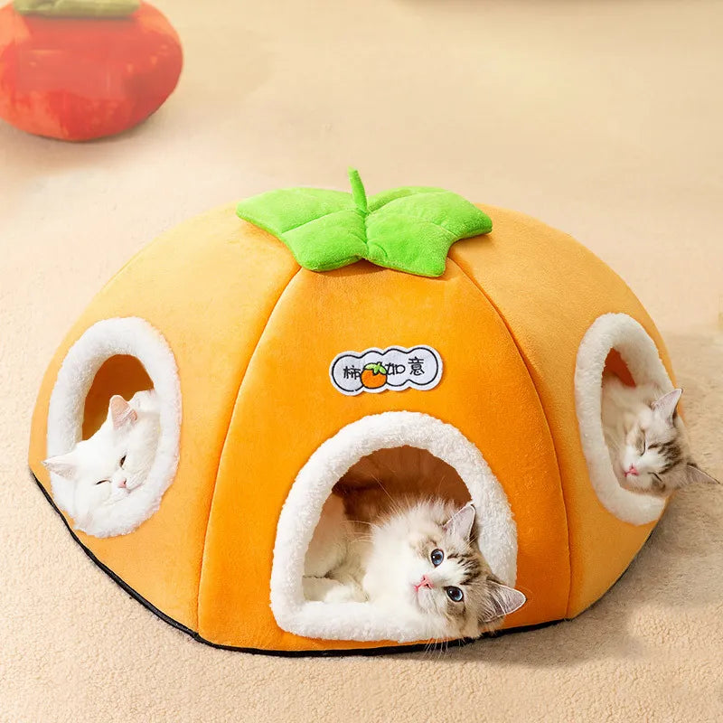 Persimmon Pet House | Multi Hole Cat House | Tunnel Rolling Dragon House