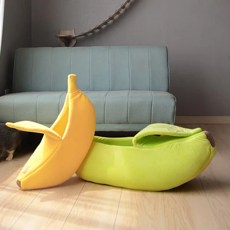 Warm Banana Shaped Dog Cat Bed | Cozy Basket Puppy Kittens Cushion