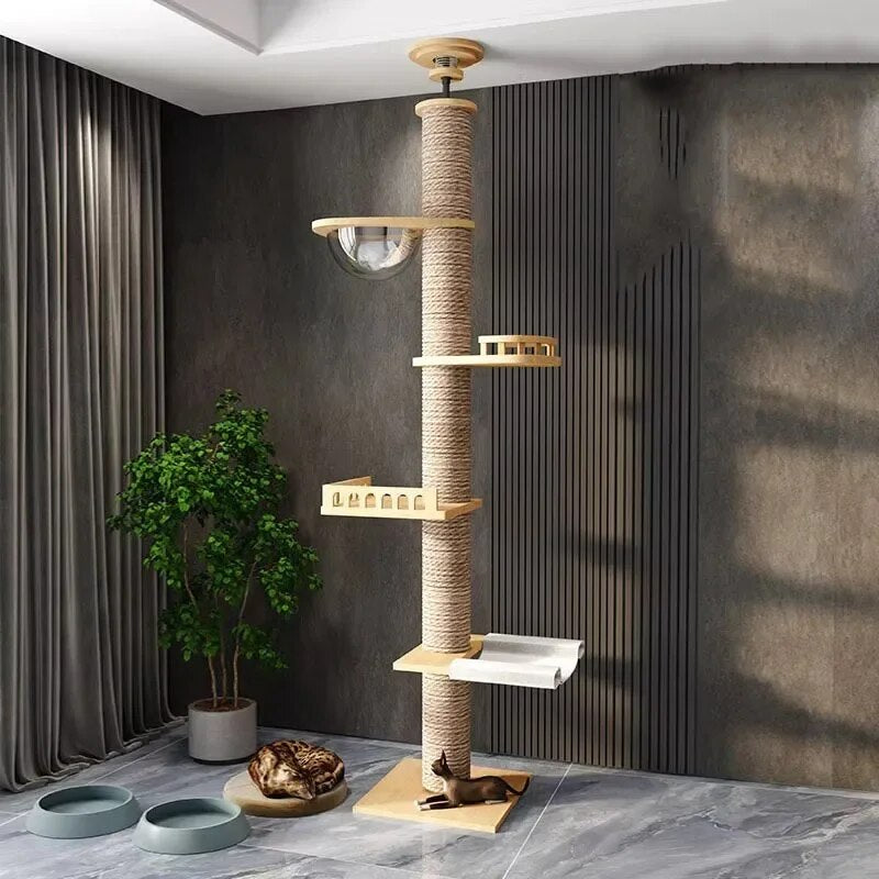 255-265cm Tongtianzhu Cat Climbing Frame Nest Tree Solid Wood Cat