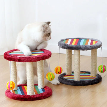 Double Layer Three Poles Rainbow Cat Climbing Frame | Cat Scratcher Toy