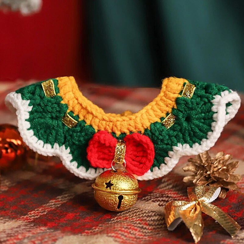 Christmas Pet Hand Woven Wool Collar for Cat Santa Claus Elk - BaconPaw