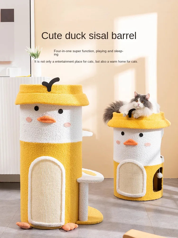 Duck Cat Tree Bed | Yellow Duck Multi-Functional Cat Tree | Cat Tree Bed 