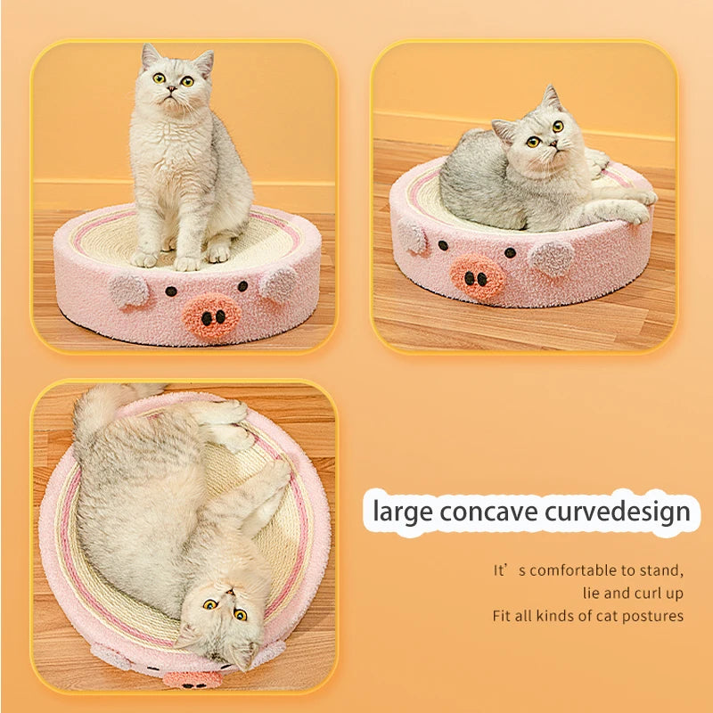 Cute Animal 2 in 1 Round Scratcher Bed | Cat Scratching Bed Round