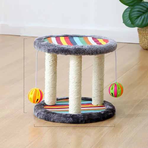 Double Layer Three Poles Rainbow Cat Climbing Frame | Cat Scratcher Toy