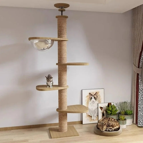 255-265cm Tongtianzhu Cat Climbing Frame Nest Tree Solid Wood Cat