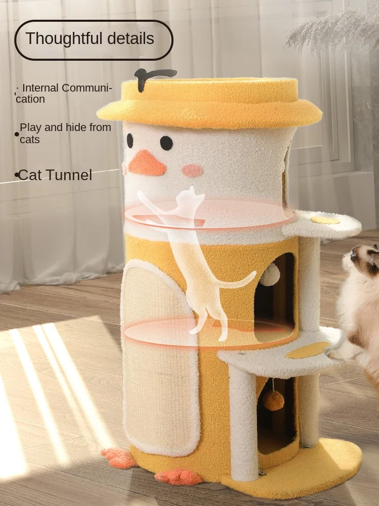 Duck Cat Tree Bed | Yellow Duck Multi-Functional Cat Tree | Cat Tree Bed 