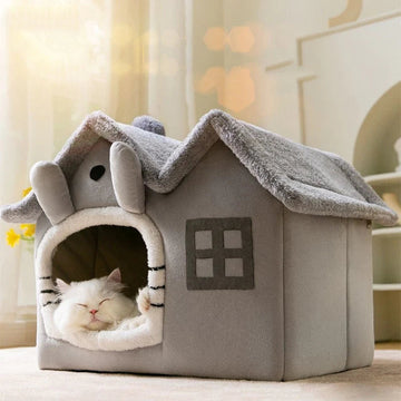 Removable Roof Plush Pet House - BaconPaw