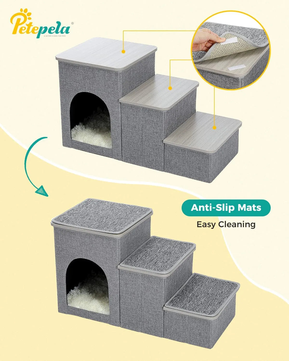 Pet Noslip Safe Stairs | Pet Safe Cozy Up Folding Dog Cat Stairs