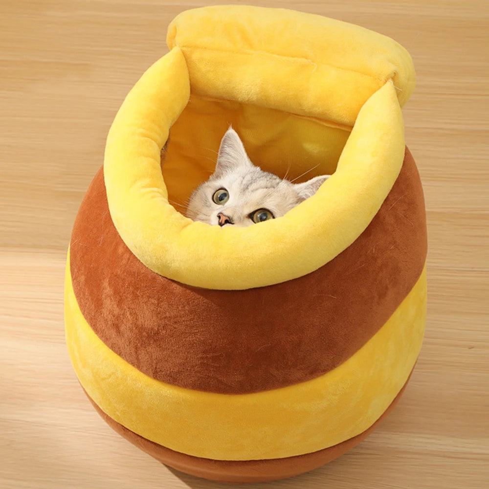 Honey Pot Pet Nest | Soft Cave Nest Cat Bed | Cute Honey Pot Cat 