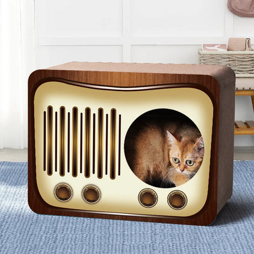 Radio TV Cat Scratcher | Cardboard Cat House | Cat Scratcher Toy