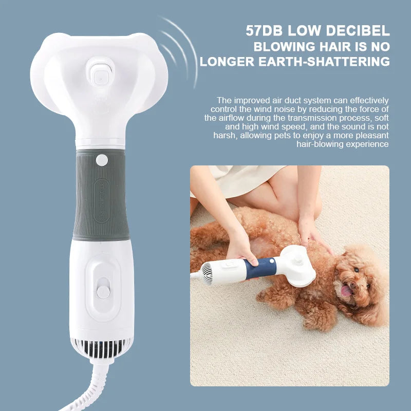 3-In-1 Pet Quiet Dryer and Comb | Pet Dog Hair Dryer Brush