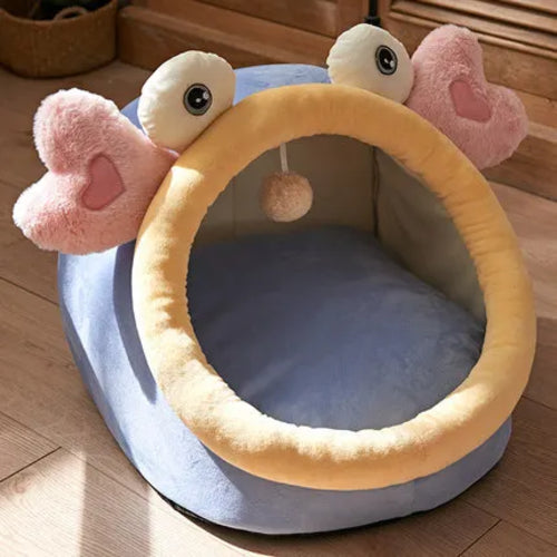 Cute Animal Design Pet Bed | Cute Animal Semi-Closed Pet Cat Bed