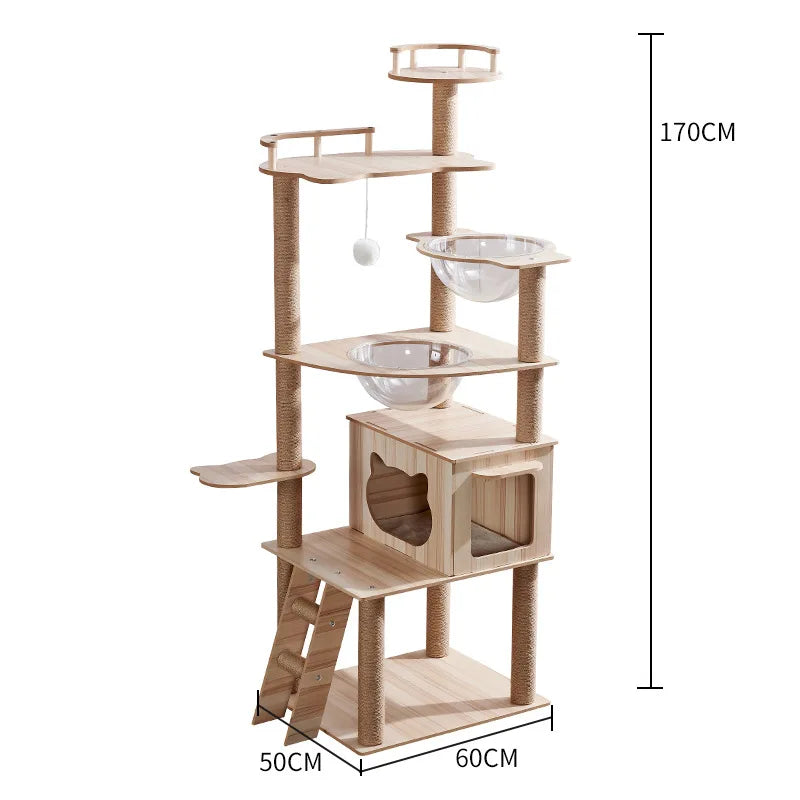 6 Layers Wooden Cat Tree | Cat Climbing Frame | Cat Tower