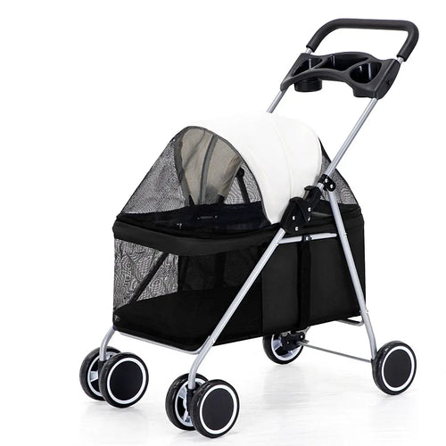 Big Capacity Pet Trolley | 4 Wheel Double pet Stroller for Dogs and Cats