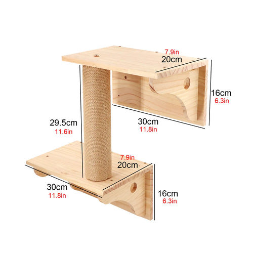 Wall Mounted Climbing Wooden Shelves Hammock Set | Cat Climbing Frame Cat Tree