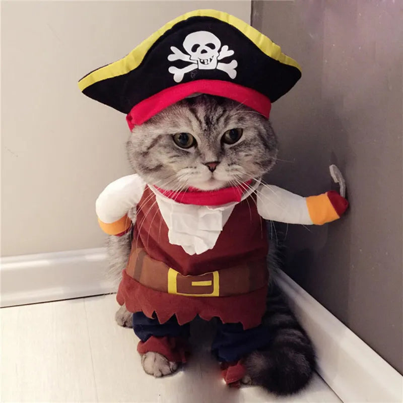 Funny Cat Costumes Pirate Suit Cat Clothes Kitty Kitten Corsair - BaconPaw