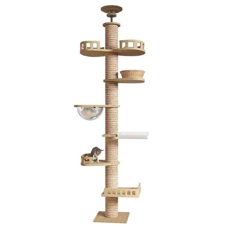 255-265cm Tongtianzhu Cat Climbing Frame Nest Tree Solid Wood Cat