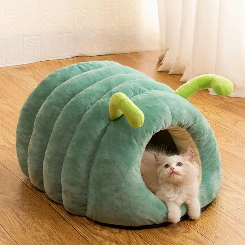 Cartoon Caterpillar Pet Nest | Winter Warm Cat Nest | Cute Dog House